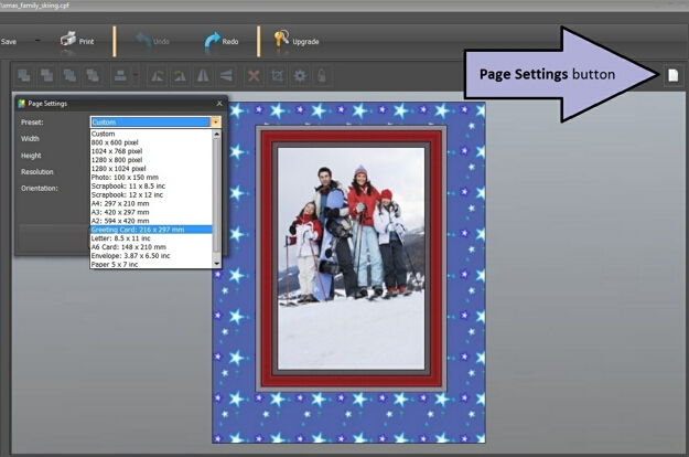 Page Formats for a Christmas Card